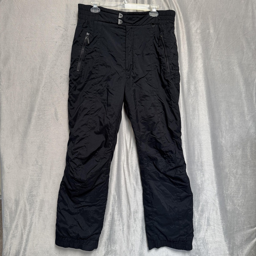 Skittique‎ Ski Snowboard Pants Mens Large Black Lined Zip Pockets Elastic Cuffs
